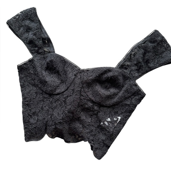 Reformation Black Lace Bra Crop Top size 4 - Picture 1 of 9